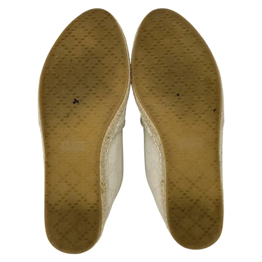 Gucci GG Supreme Monogram Canvas Espadrille Flats Cream Beige EU 37.5